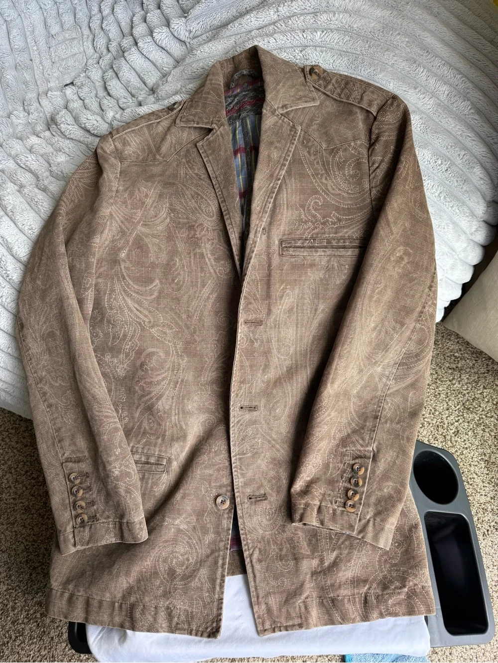 Robert Graham Casual Brown Paisley 100% Cotton Sport Coat Blazer